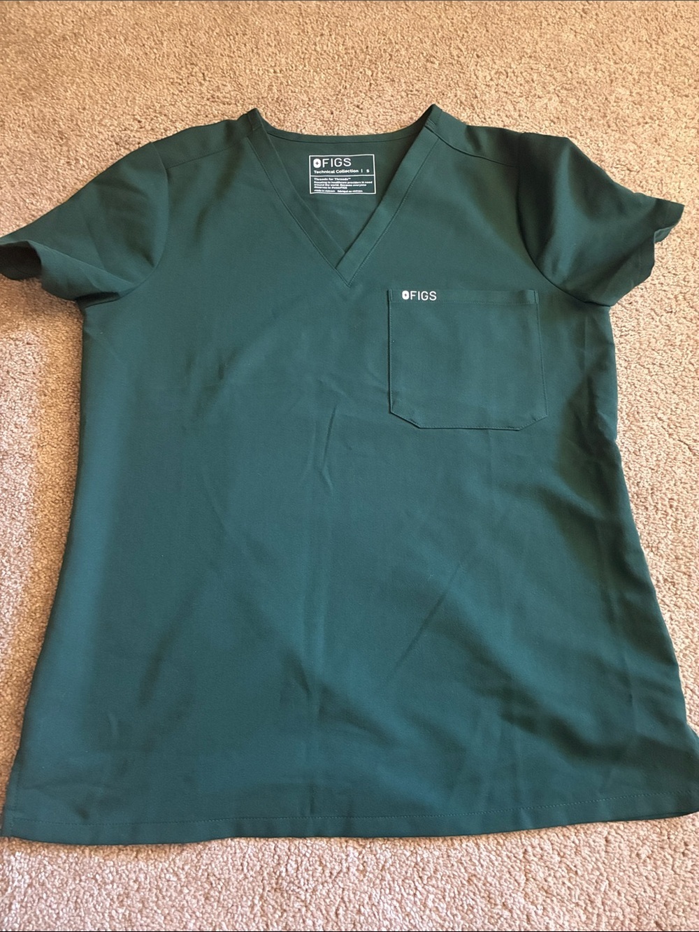 FIGS Women's Green V-Neck Scrub Top Style size S